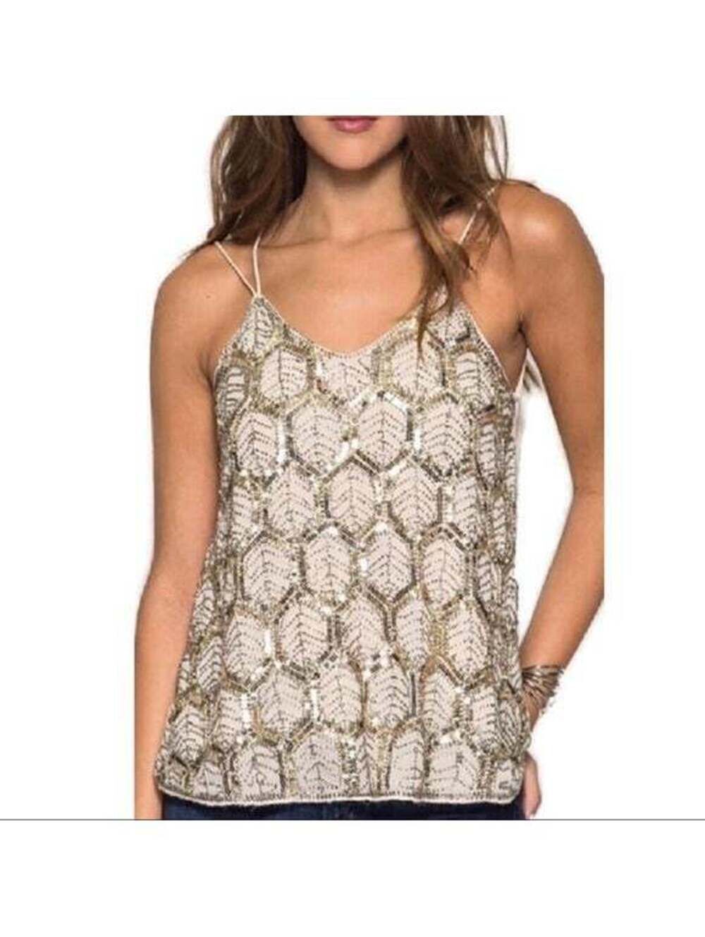 She + Sky Beaded Camisole Sz S